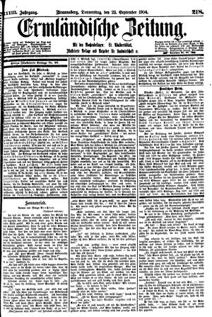 Ermländische Zeitung vom 22.09.1904