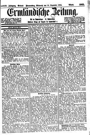 Ermländische Zeitung vom 14.12.1904