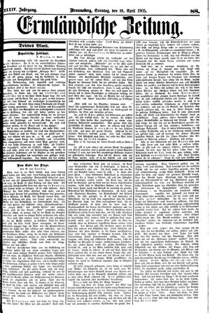 Ermländische Zeitung vom 16.04.1905