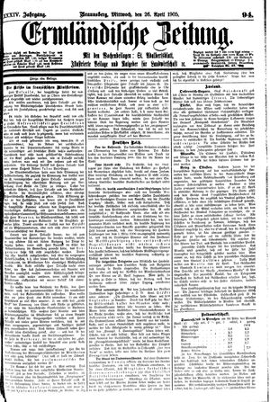 Ermländische Zeitung vom 26.04.1905
