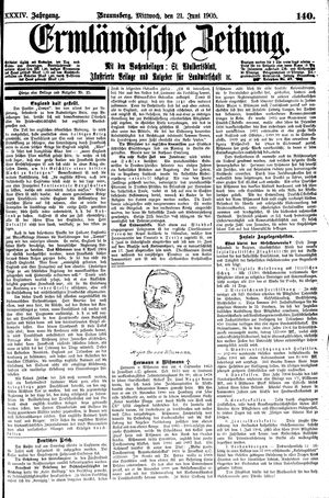 Ermländische Zeitung vom 21.06.1905