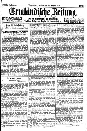 Ermländische Zeitung vom 25.08.1905