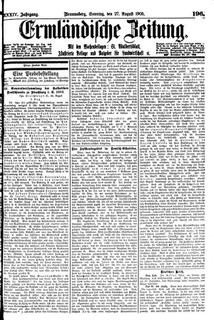 Ermländische Zeitung vom 27.08.1905