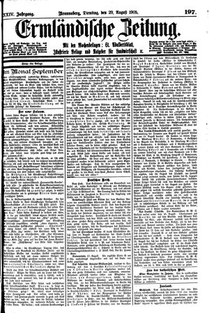 Ermländische Zeitung vom 29.08.1905