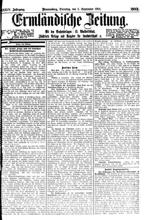 Ermländische Zeitung vom 05.09.1905