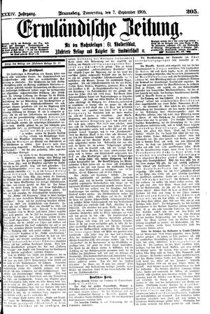 Ermländische Zeitung vom 07.09.1905