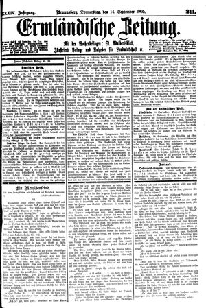 Ermländische Zeitung vom 14.09.1905