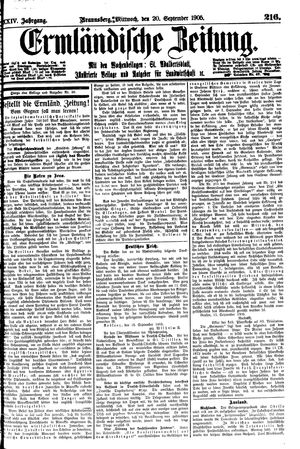 Ermländische Zeitung vom 20.09.1905