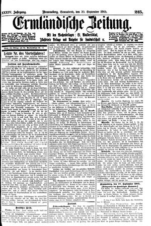 Ermländische Zeitung vom 30.09.1905