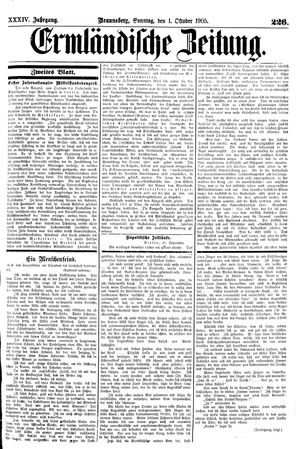 Ermländische Zeitung on Oct 1, 1905