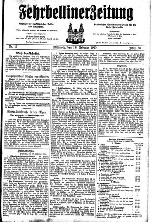Fehrbelliner Zeitung vom 18.02.1925