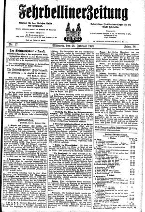Fehrbelliner Zeitung vom 25.02.1925