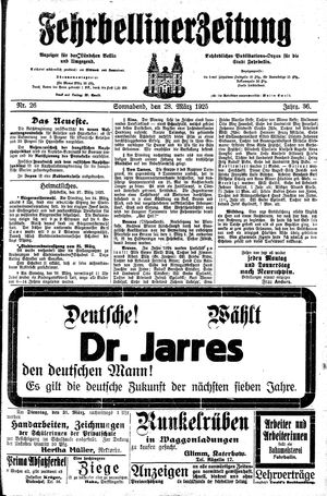 Fehrbelliner Zeitung on Mar 28, 1925