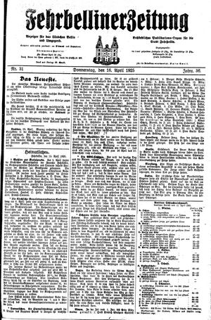 Fehrbelliner Zeitung vom 16.04.1925