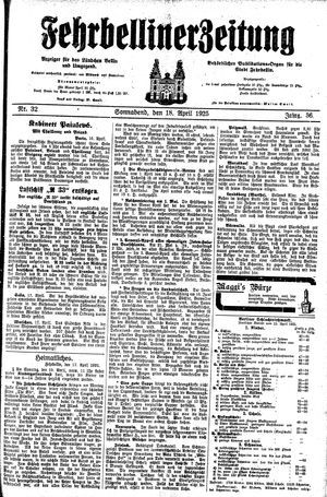 Fehrbelliner Zeitung on Apr 18, 1925