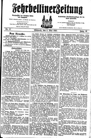 Fehrbelliner Zeitung vom 06.05.1925