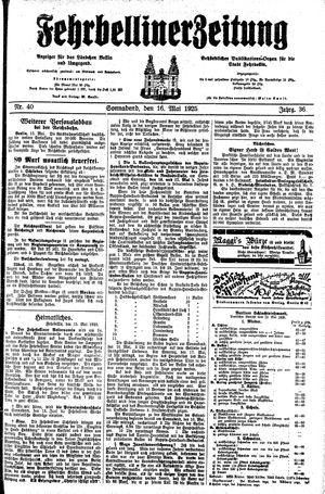 Fehrbelliner Zeitung on May 16, 1925