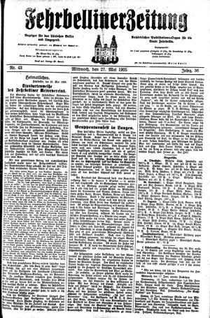 Fehrbelliner Zeitung vom 27.05.1925
