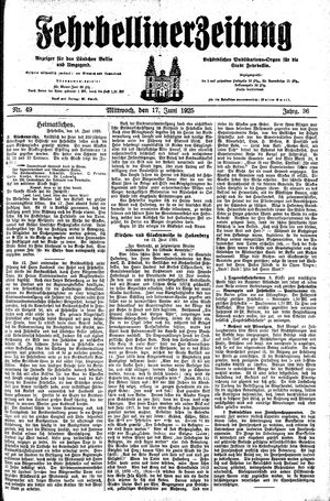 Fehrbelliner Zeitung vom 17.06.1925