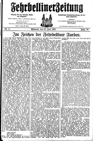 Fehrbelliner Zeitung vom 24.06.1925