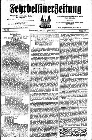 Fehrbelliner Zeitung on Jun 27, 1925