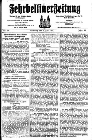 Fehrbelliner Zeitung vom 01.07.1925