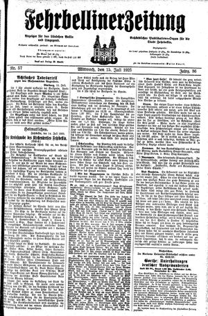 Fehrbelliner Zeitung vom 15.07.1925