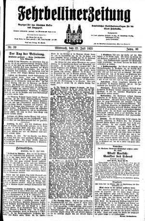Fehrbelliner Zeitung vom 22.07.1925