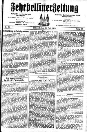 Fehrbelliner Zeitung vom 29.07.1925