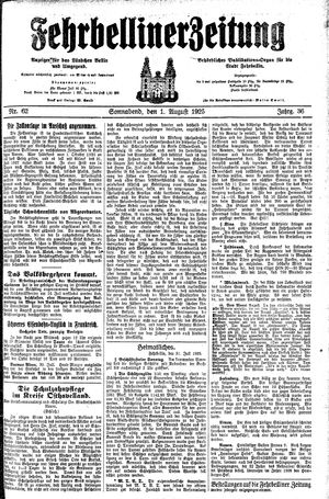 Fehrbelliner Zeitung vom 01.08.1925