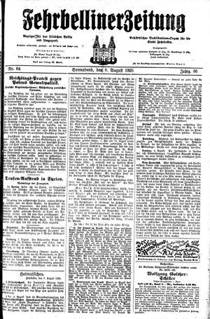 Fehrbelliner Zeitung vom 08.08.1925