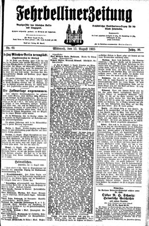 Fehrbelliner Zeitung vom 12.08.1925