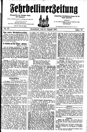 Fehrbelliner Zeitung vom 22.08.1925