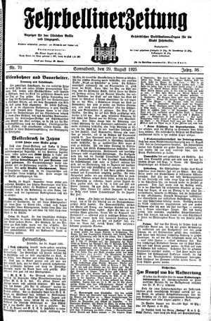 Fehrbelliner Zeitung vom 29.08.1925