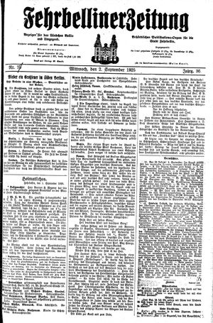 Fehrbelliner Zeitung vom 02.09.1925