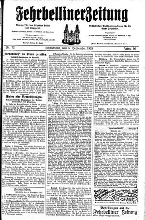 Fehrbelliner Zeitung vom 05.09.1925