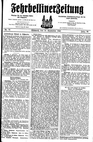 Fehrbelliner Zeitung vom 16.09.1925