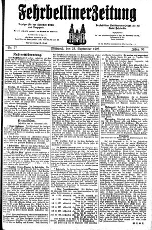 Fehrbelliner Zeitung vom 23.09.1925