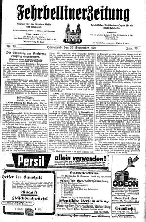 Fehrbelliner Zeitung vom 26.09.1925