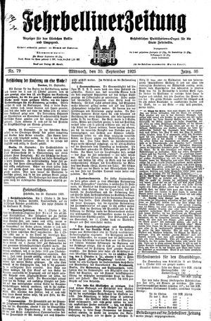 Fehrbelliner Zeitung vom 30.09.1925
