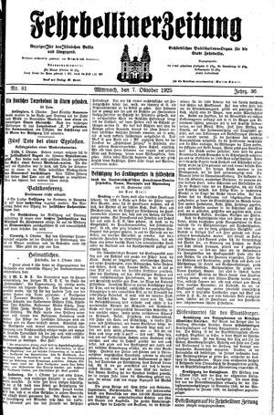 Fehrbelliner Zeitung vom 07.10.1925