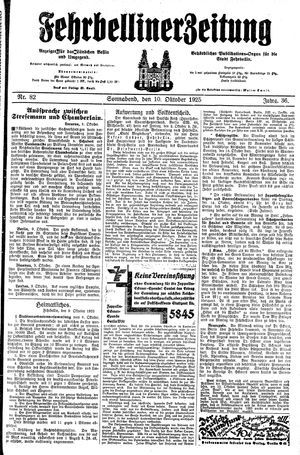 Fehrbelliner Zeitung vom 10.10.1925