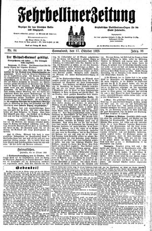 Fehrbelliner Zeitung vom 17.10.1925