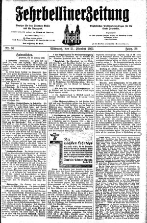 Fehrbelliner Zeitung vom 21.10.1925