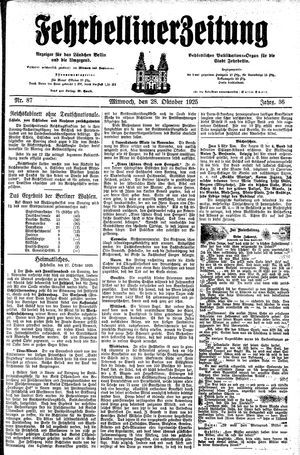 Fehrbelliner Zeitung vom 28.10.1925