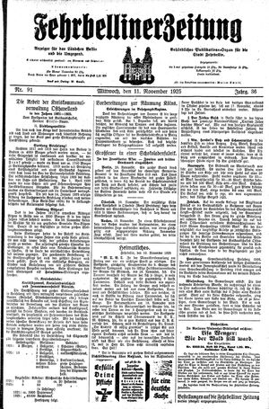 Fehrbelliner Zeitung vom 11.11.1925