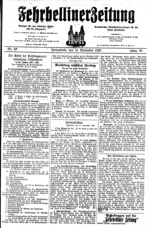 Fehrbelliner Zeitung vom 14.11.1925