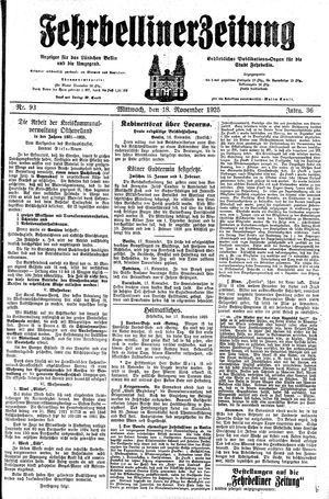 Fehrbelliner Zeitung vom 18.11.1925