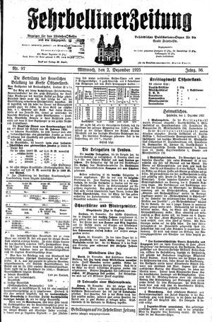 Fehrbelliner Zeitung vom 02.12.1925