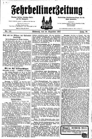 Fehrbelliner Zeitung vom 16.12.1925